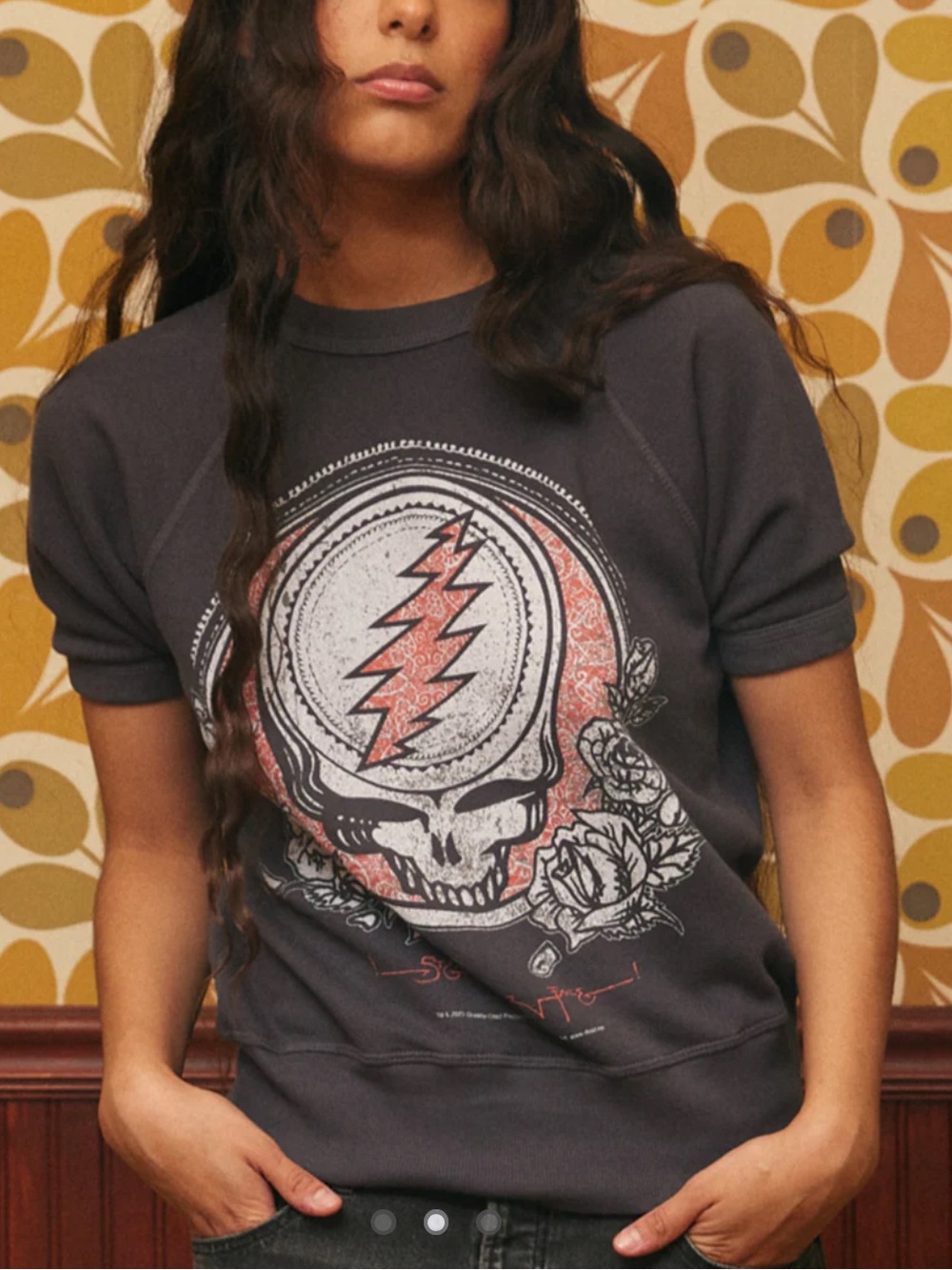 Grateful Dead Black Short-Sleeve Skull Lightning Bolt Tee